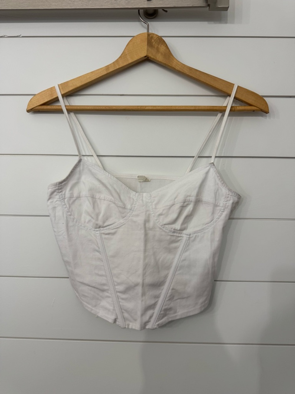 Women's White Spaghetti Strap Bustier Top